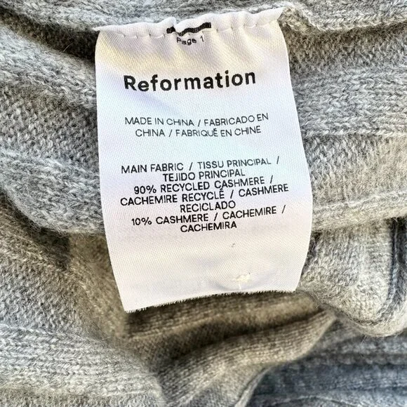 Reformation Walsh Cashmere Long-Sleeve Mini Dress Gray Medium - Picture 8 of 11